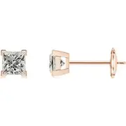 Princess-Cut Diamond Solitaire Stud Earrings