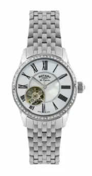 Ladies Rotary Automatic Swiss Made Tourbillon Stainless Steel New Watch LB90510