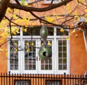 HAND PAINTED GOURD BIRD HOUSE ONE OF A KIND WITH BIRD BEAUTIFUL FLOWERS