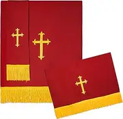 GraduatePro Set of 3 Reversible Parament Set Red White with Embroidered Gold Latin Cross