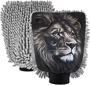 XYMZR Face Lion Black Absorbent Microfiber Car Wash Mitt, Funny Cute Anime Scratch Free for Cars Cleaning, Home Cleaning Mitts, 2 Pack, 10.24” L x 7.09” W