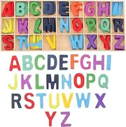 FUNNETOYU Educational Boys and Girls Room Decor Montessori Wooden Alphabet Blocks Storage Tray Puzzle Toy