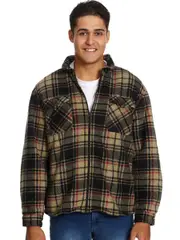Lowes Fawn & Black Coral Fleece Zip Thru Jacket