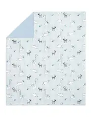 [The Peanutshell] Little Haven Cotton Cot Bedding Safari Quilt 120cm in Blue