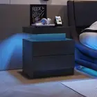 Modern LED Bedside Table with 2 Drawers