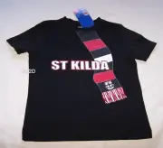 St Kilda Saints AFL AF2019T Boys Short Sleeve Scarf Print T Shirt Size 2 New
