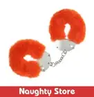 OUCH! Heavy-Duty Fluffy Cuffs - Orange Orange Fluffy Restraints by Shots Toys