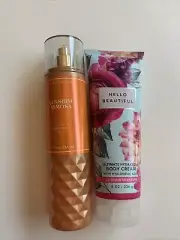 Bath and Bodyworks sunshine Mamosa mist and hello beautiful body cream