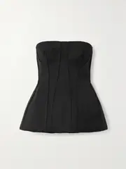 [SIMKHAI] SIMKHAI - Parker Strapless Wool-blend Twill Bustier Top - Black - US6 US 6 Black