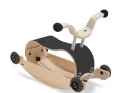 Wishbone Mini Flip Baby Ride-On and Walker Black with White Wheels