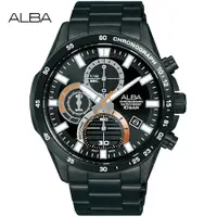 在飛比找PChome24h購物優惠-ALBA 雅柏 競速時尚三眼計時錶/黑/43mm (VD57