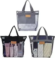 [Yitaocity] 3Pcs Portable Mesh Shower Caddy Tote, Quick Dry Tote Bag Mesh Beach Bags, Hanging Toiletry and Bath Organizer with Zipper for Travel Swimming Sports Gym Camp Shopping College Dorms
