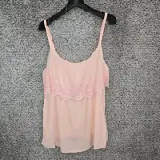 Torrid Top Womens 2 US Plus 2X Blush Mesh Overlay Gauze Babydoll Sleeveless