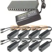 250M EXTEND PoE Kit for 8x Raspberry Pi B/B+/2/3 Micro USB 5V 2.4A /Switch 8 PoE
