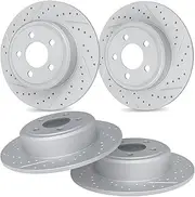 R1 Concepts Front Rear Brake Rotor Kit |Brake Rotors| Brake Disc |Drilled and Slotted WBPN2-74008