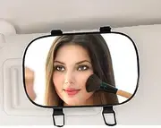 Car Visor Mirror - 6.7 Inch Auto Makeup Cosmetic Vanity Sun-Shading Mirror with Adjustable Double Elastic Clip Clamp Universal for Mount on Car Truck SUV Van Sun Visor