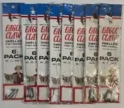 6-PACK Eagle Claw (48 snelled fish hooks) Sizes 2-4-6 New In Stock