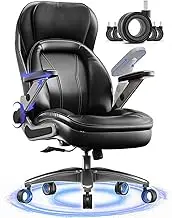 VizysxlCorp Executive Office Chair with Adjustable 5D Arms, 600lbs Big and Tall Office Chair with Lumbar Support, PU Leather Heavy Duty Managerial Chairs with 3'' Silent Casters