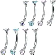 [AccGin] Stainless Steel Eyebrow Rings 16G Spike Eyebrow Piercing Jewelry Curved Belly Rings Navel Barbell Vertical Labret Lip Rings Spike Tragus Helix Daith Tragus Earrings Rook for Women Men,