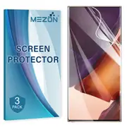 [3 Pack] Samsung Galaxy S22 Ultra 5G Premium Clear Edge-to-Edge Full Coverage Hydrogel Screen Protector Film by MEZON (S22 Ultra 5G, Hydrogel)