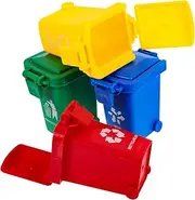 HAWILLOSCH 3sets Garbage Bin Toys Boys and Girls Push Trash Cans Miniature Recycling Can Educational Sorting Game 2 Wheel Rollers Safe for Boys and Girls 4pcs*3
