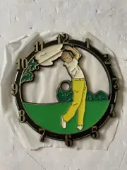 VINTAGE 1983 Ramar IND Plastic Clock Face Man Golfing Golf Golfer 6" x 5.75"