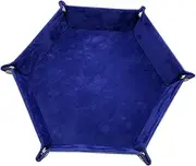Abaodam Hexagon Dice Tray Pu Leather Rolling Dice Box Collapsible Storage Box for Mobile Phones Watches Keys
