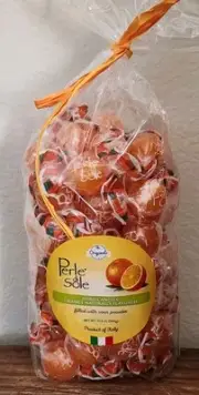Perle Di Sole Orange Flavored Hard Candies Filled With Sour Powder 17.6 oz Italy