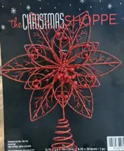 The Christmas Shoppe Red Glitter Christmas Tree Topper Star 14”