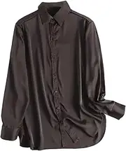 [Hcclijo] Satin Office Ladies Elegant Loose Shirt Casual Shirt Ladies Shirt Tops