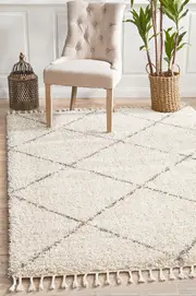 Rug Culture Natural Geometric Modern Shag Rug