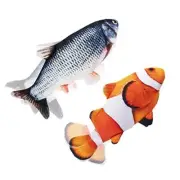 Cat Toys Automatic Flopping Fish with Catnip, 2 Pack Interactive Carp+Clownfish
