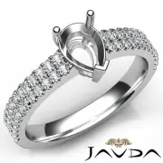 Pear Semi Mount U Shape Prong Set Diamond Engagement Ring Platinum 950 0.5 Ctw