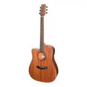 Martinez 'Natural Series' Left Handed Mahogany Top Acoustic-Electric Dreadnought Cutaway Guitar (Open Pore)