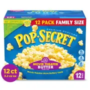Pop Secret Microwave Popcorn Movie Theater Butter Flavor 3 oz Sharing Bags 12Ct