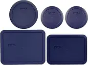 Pyrex (2) 7200-PC 2 Cup, (1) 7201-PC 4 Cup, (1) 7210-PC 3 Cup, and (1) 7211-PC 6 Cup Blue Plastic Storage Lids