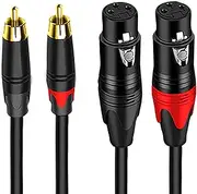 tunghey Dual 2 XLR Female to Dual 2 RCA Male Cable, 2-XLR to 2-RCA Female to Male Plug for Home Theater Mixers Amplifiers Hi-Fi Systems Microphone (1M)