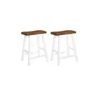 2 Pcs Bar Stools Solid Wood Brown And White
