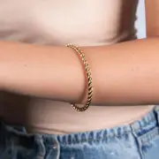 9ct Yellow Gold Silverfilled Fancy 65mm Bangle