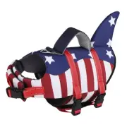 Dog Life Jacket Shark Fin American Flag Pattern with Rescue Handle and Reflec...