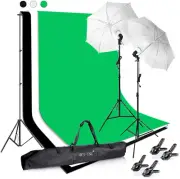 Photography Photo Video Studio Background Stand Support Kit Green Screen Umbrell