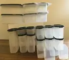 Tupperware - MM Set of 6 (Rhubarb/Clear) + *MEGA* MM Set (Black/Clear) BNIP