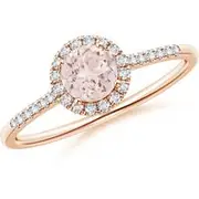 Round Morganite Halo Ring with Diamond Accents