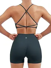 [SUUKSESS] Women Seamless Workout Sets Strappy Sports Bra High Waist Booty Shorts Outfits