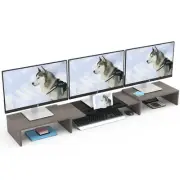 Triple Dual Monitor Stand Riser, 56" Extra Long Monitor Stand for 1~2~3 Monit...