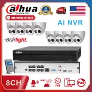 Dahua 8CH 6MP Security IP Camera System Kit Starlight MIC POE 4K 12MP AI NVR Lot