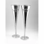 Mullingar Pewter Claddagh Wedding Flutes Boxed Set of 2 Irish Pewter 10 " High.