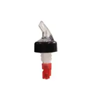 Thunder Group PLPR100C 1 oz SAN Plastic Liquor Pourer - Clear Spout/Red Tail