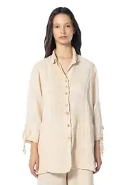 ELISA CAVALETTI Bluse Tunika Leinen Spitze beige Gr. 3XL Sommer