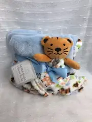 Le Bebe Favorite Tiger Lovey & Blanket Set Blue Giraffe Jungle Zoo Animals NEW